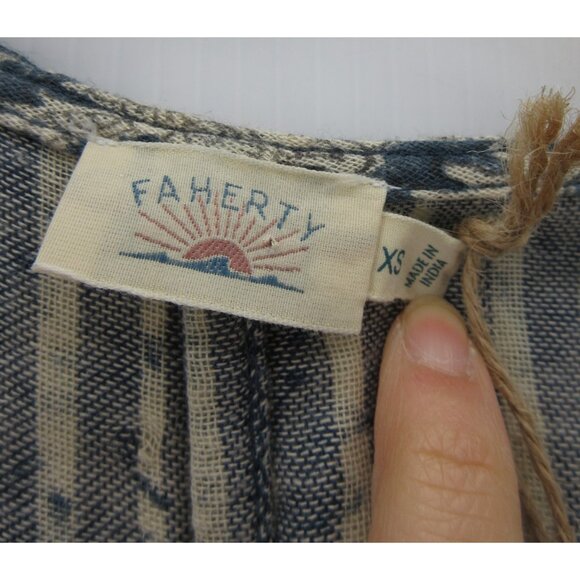 Faherty Dress XS Indigo Gauze Oceana Fit Flare Floral Boho $178 NEW - Picture 9 of 11